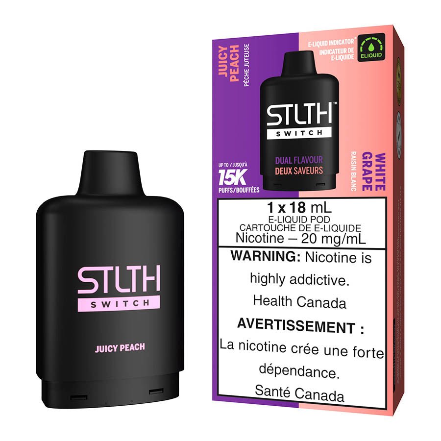 stlth-switch-e-liquid-pod-pack-juicy-peach-and-white-grape.jpg STLTH Switch E-Liquid Pod Pack - Juicy Peach And White Grape